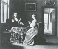 Samuel van Hoogstraten An Elegant Couple Playing Cards