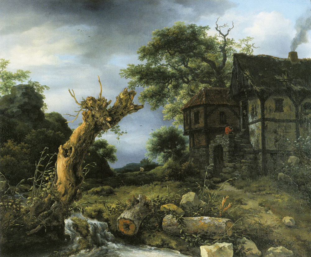 Jacob van Ruisdael - Landscape with a Half-Timbered House and a Blasted Tree