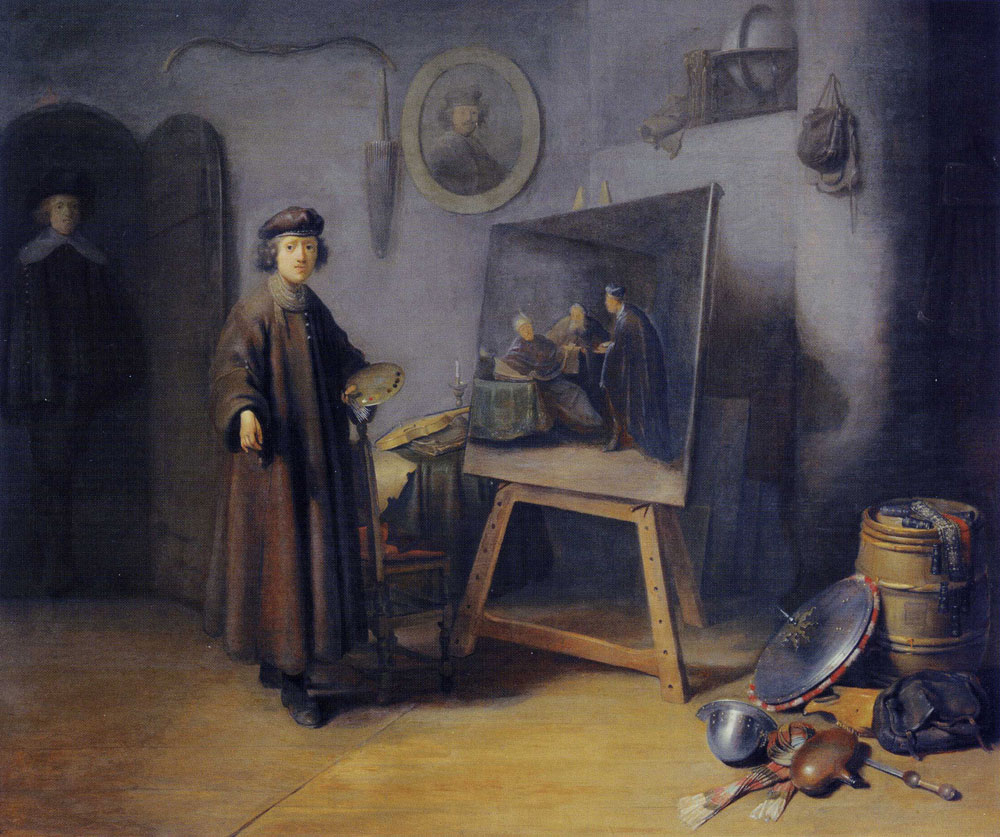 School of Rembrandt - A painter in his studio