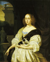 Frans van Mieris the Elder Portrait of a woman with a lap-dog