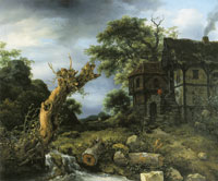 Jacob van Ruisdael Landscape with a Half-Timbered House and a Blasted Tree
