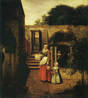 Pieter de Hooch Woman and Child in a Courtyard