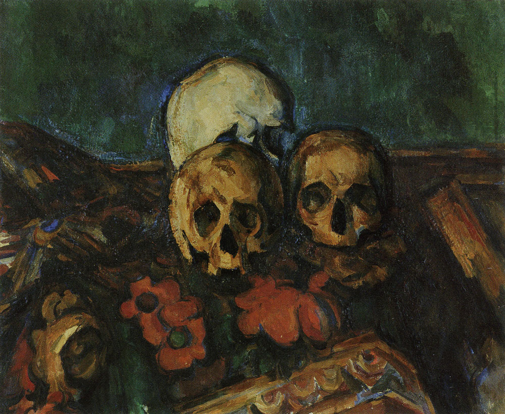 Paul Cézanne - Three skulls on a oriental rug