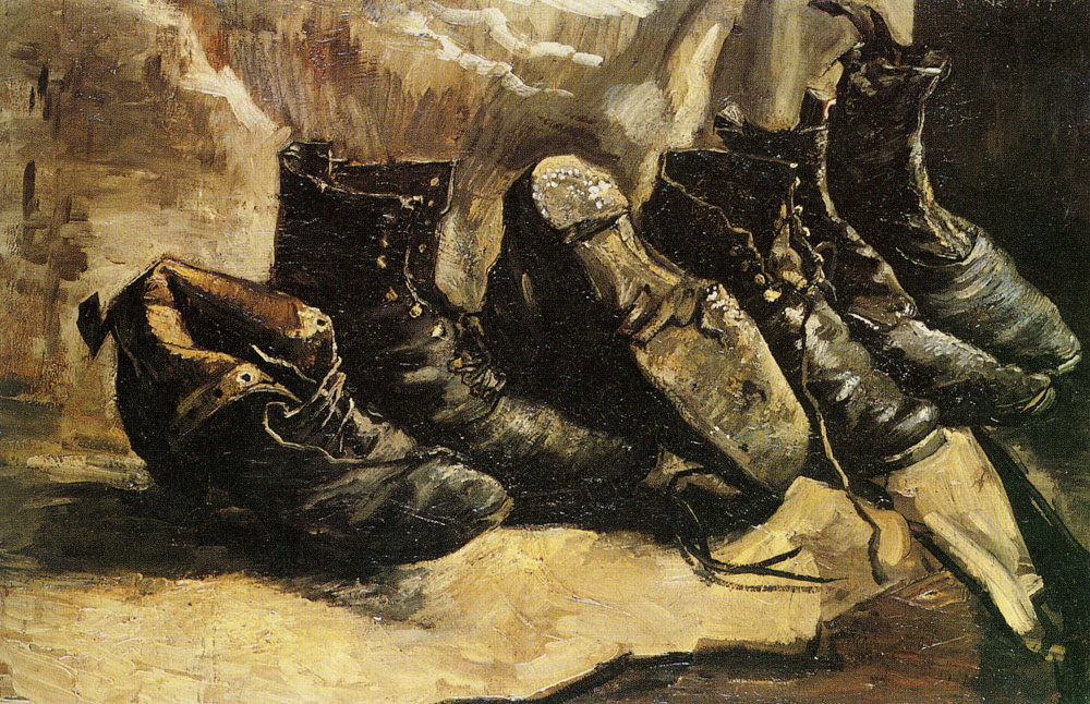 Vincent van Gogh - Three pairs of shoes, one shoe upside down