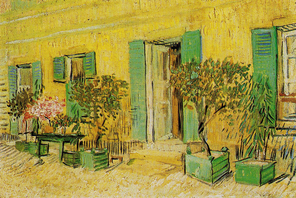 Vincent van Gogh - Exterior of a restaurant with oleanders in pots