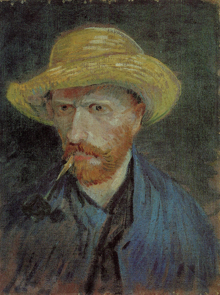 Vincent van Gogh - Self-portrait with straw hat and pipe