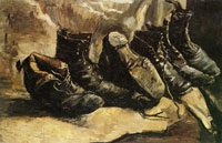 Vincent van Gogh Three pairs of shoes, one shoe upside down
