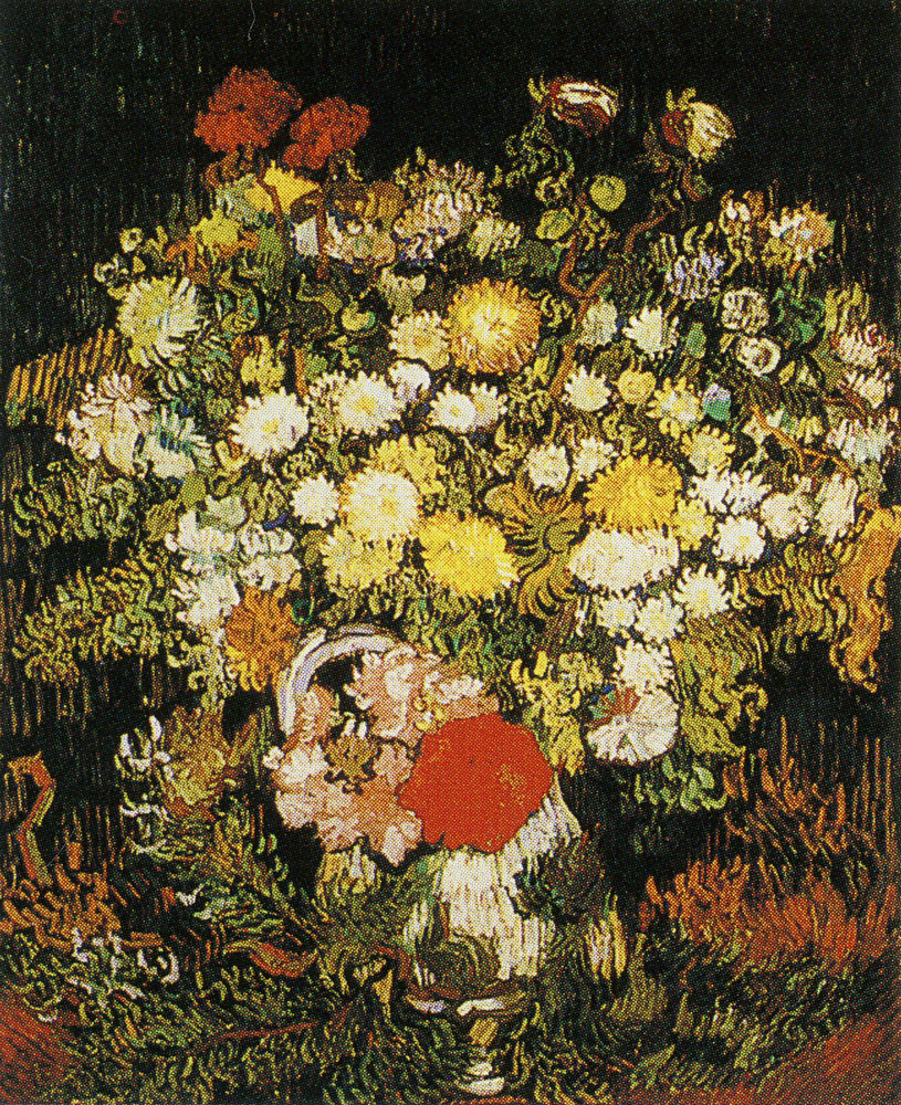 Vincent van Gogh - Little chrysanthemums and other flowers in a vase