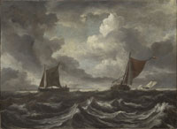 Jacob van Ruisdael Boats in a stormy sea