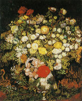 Vincent van Gogh Little chrysanthemums and other flowers in a vase