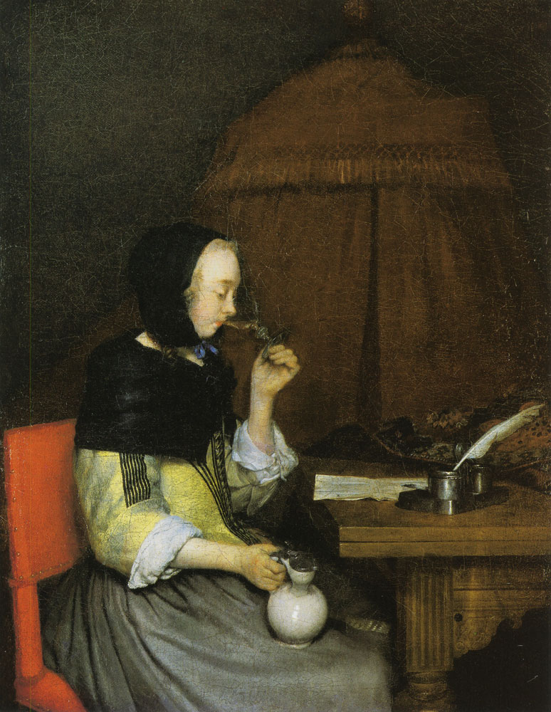 Gerard ter Borch - A Lady drinking Wine