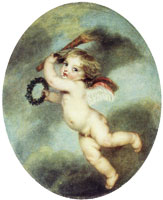 Ascribed to Jean-Baptiste Greuze Flying Cupid with a Torch