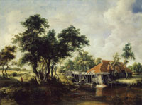 Meindert Hobbema The Watermill with the Great Red Roof
