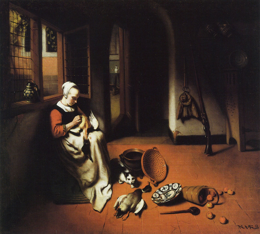 Nicolaes Maes - Woman Plucking a Duck