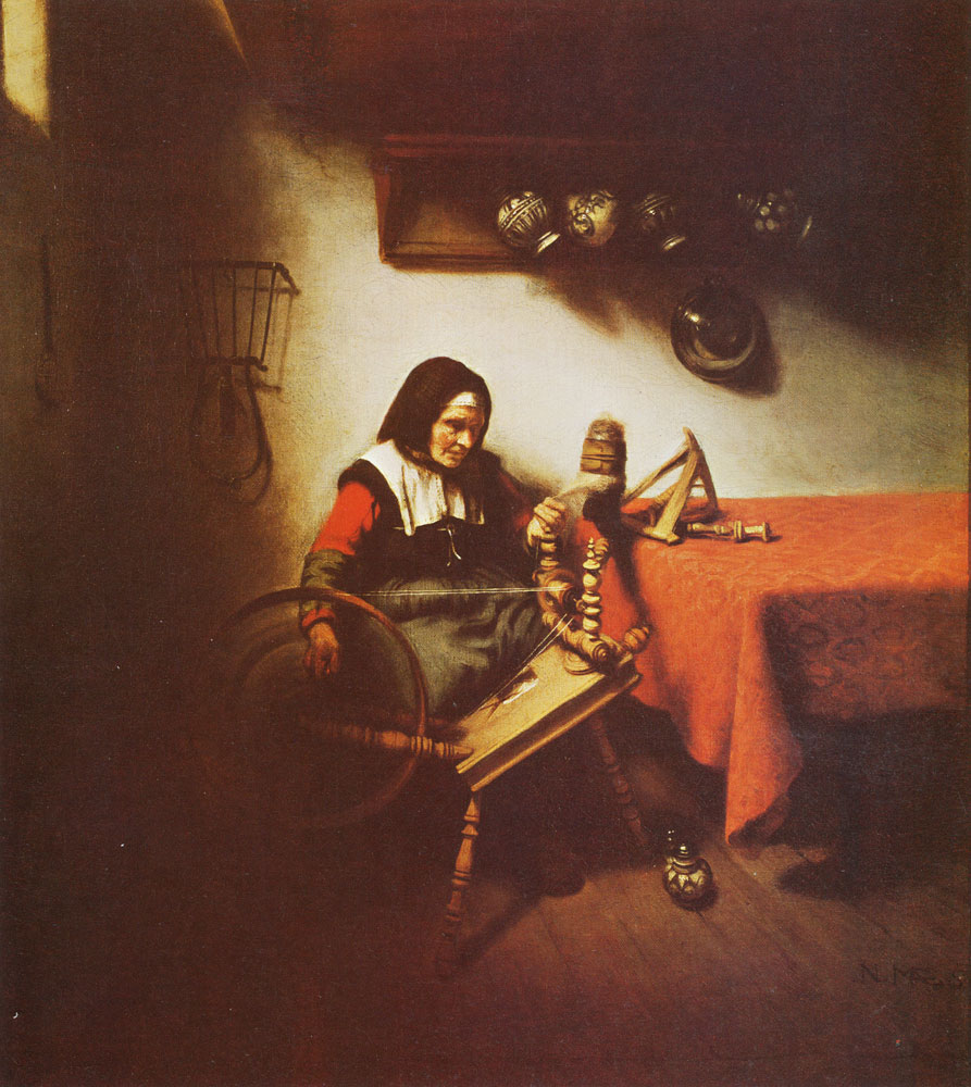 Nicolaes Maes - Woman spinning