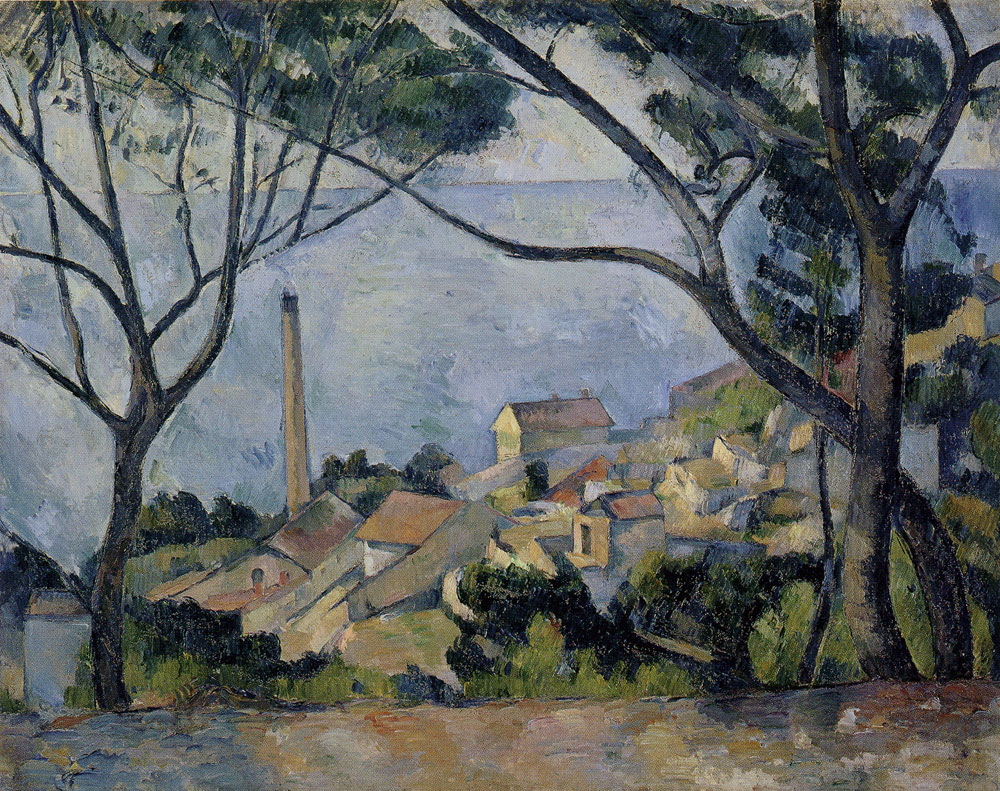 Paul Cézanne - The sea at L'Estaque behind trees