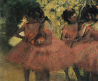 Edgar Degas Dancers in Red Skirts