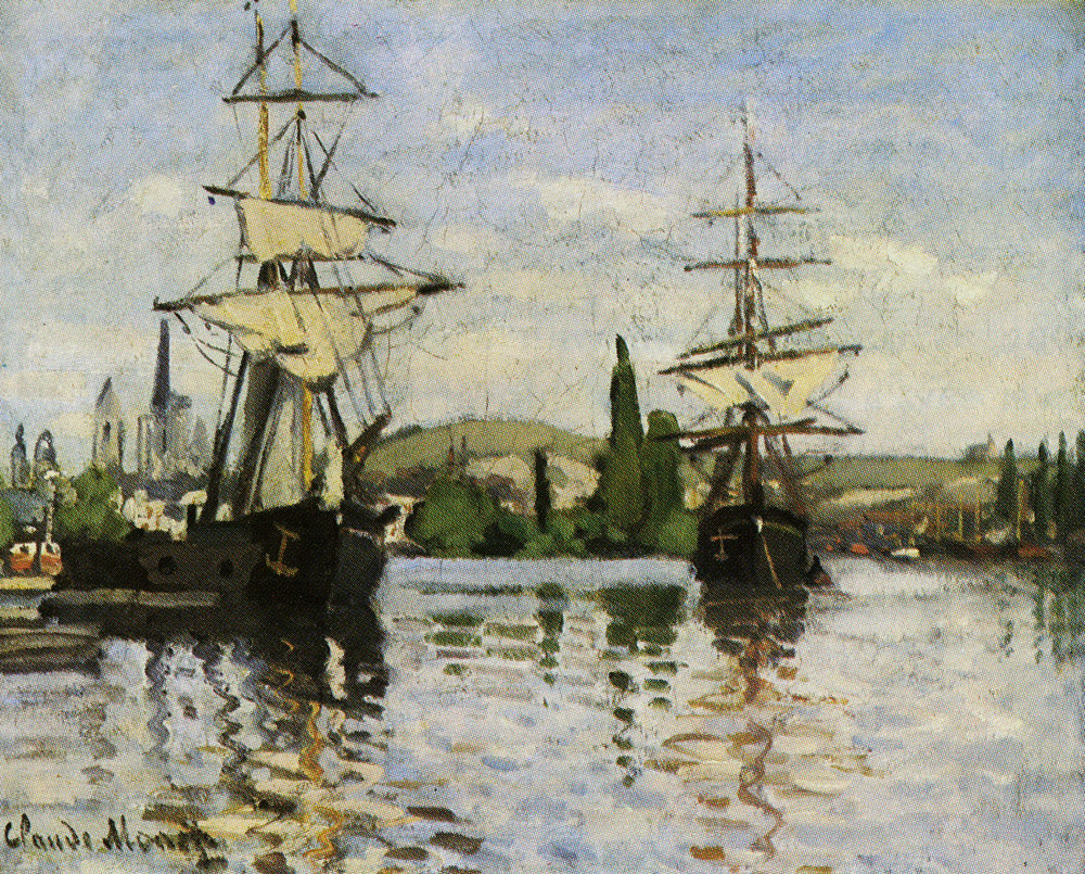 Claude Monet - Ships at anchor on the Seine