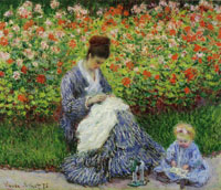 Claude Monet Camille Monet and a Child in the Artist's Garden in Argenteuil