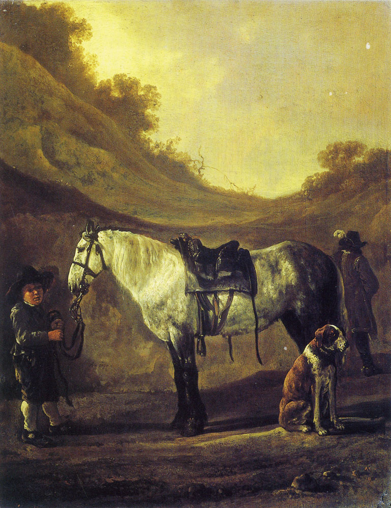 Follower of Abraham van Calraet - Boy holding a Horse