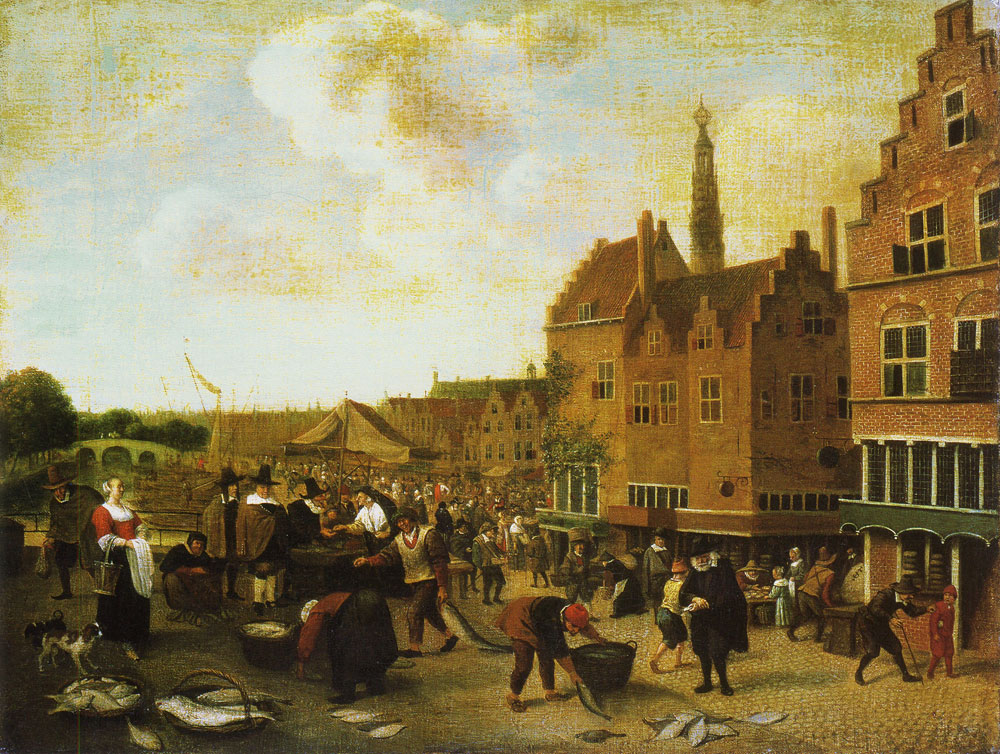 Jan Steen - The Fish Market in Leiden