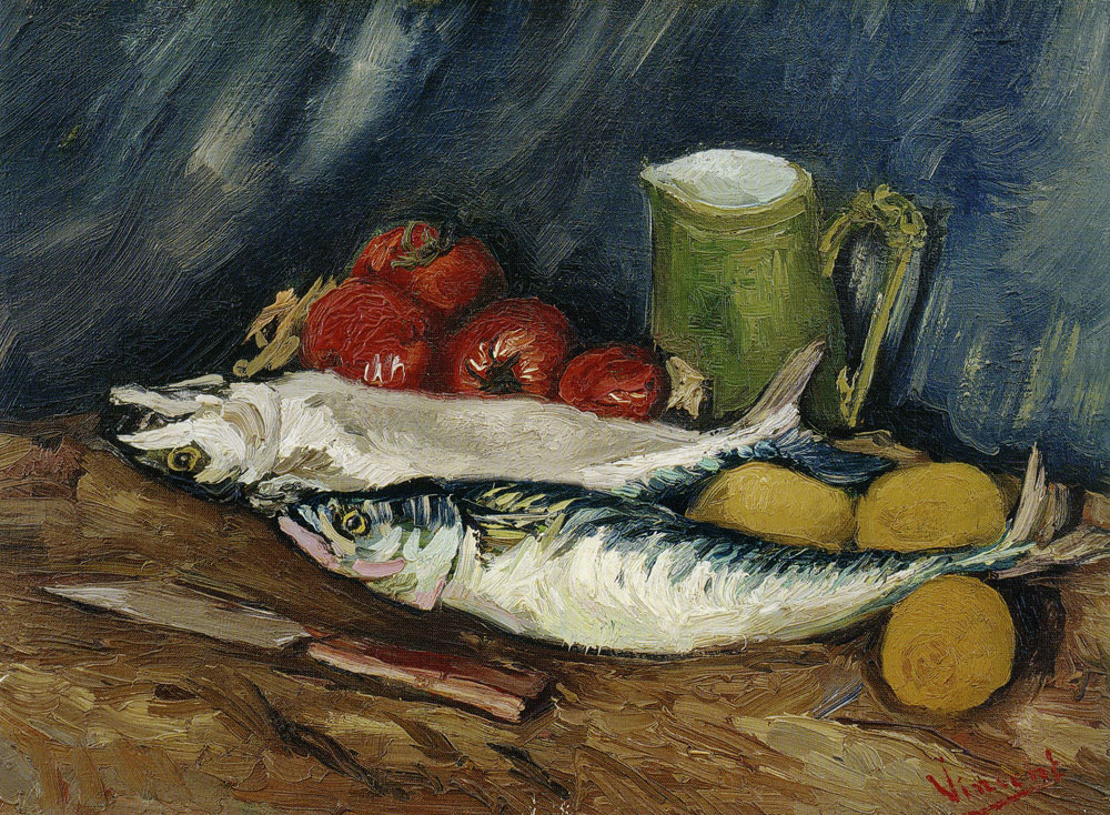 Vincent van Gogh - Still life with mackerels, lemons, and tomatoes
