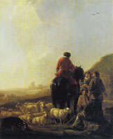 Ascribed to Aelbert Cuyp A Shepherd with his Flock