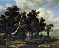 Jacob van Ruisdael Oaks near a Lake