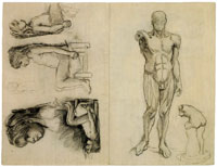 Vincent van Gogh Drawing Model: Muscles of the Male Body and Five Sketches of Sitting Nude Girl