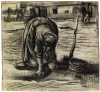 Vincent van Gogh Peasant Woman, Planting Potatoes