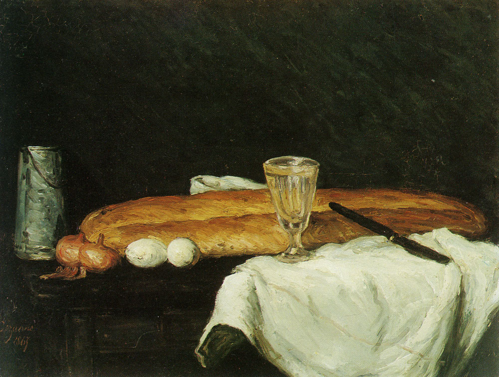 Paul Cézanne - Still life: Bread and eggs