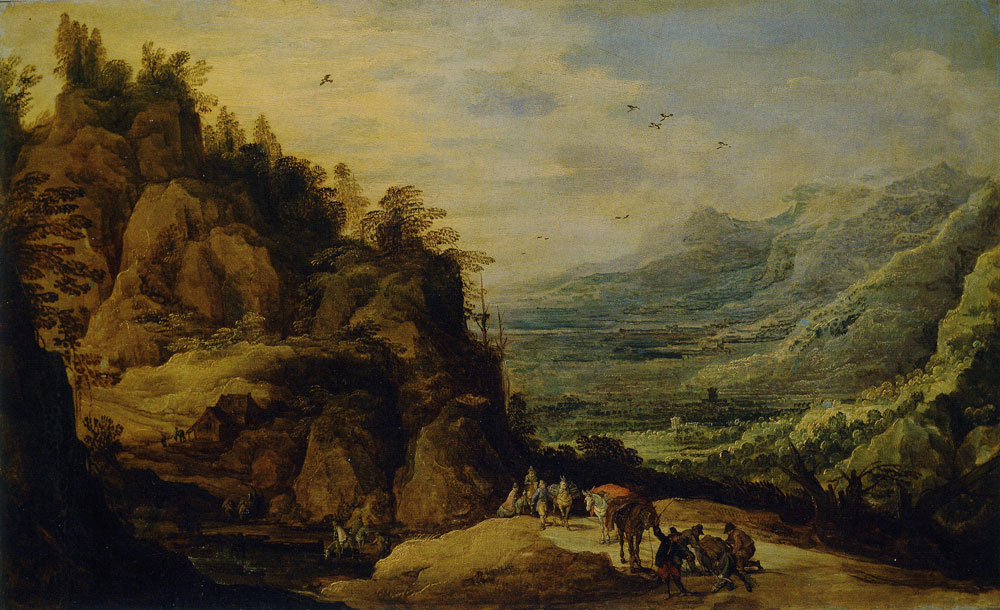 Joos de Momper II and Jan Brueghel - Mountainous Landscape with a Fallen Donkey
