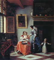 Pieter de Hooch Woman Giving a Coin to a Maid