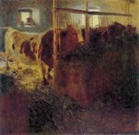 Gustav Klimt Cows in a Stable
