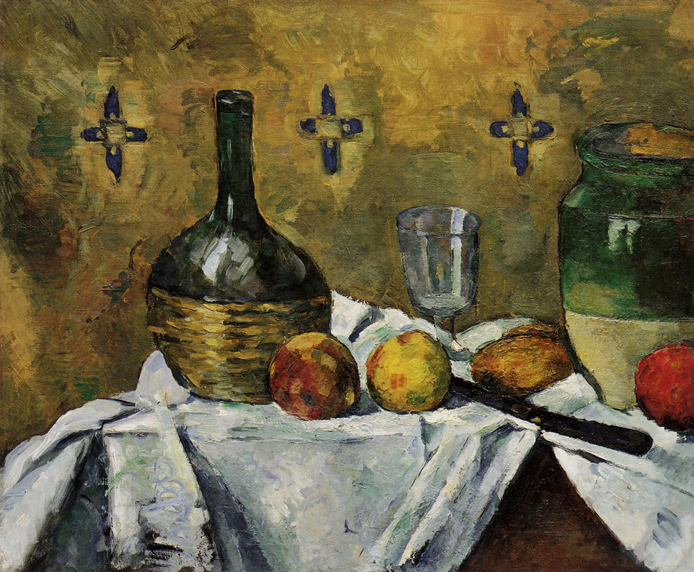 Paul Cézanne - Still life: Flask, glass, and jug