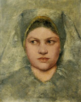 Gustav Klimt Study of the Head of a Hanaci Girl