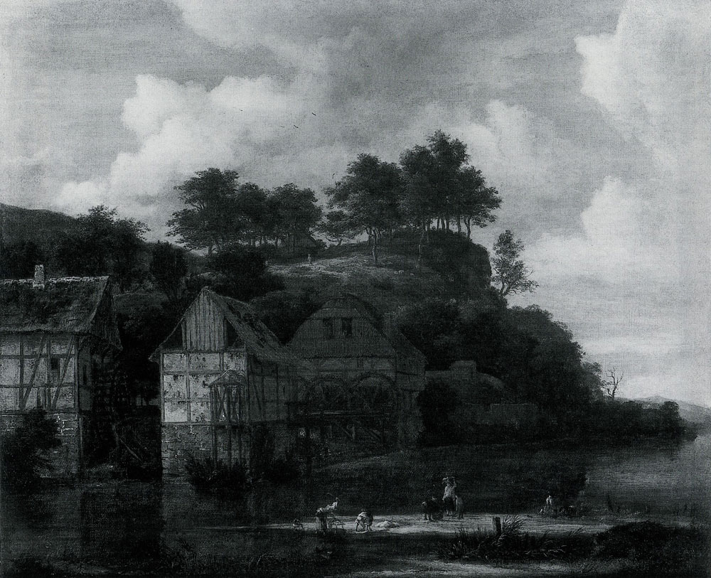 Jacob van Ruisdael - Three Watermills with Washerwomen