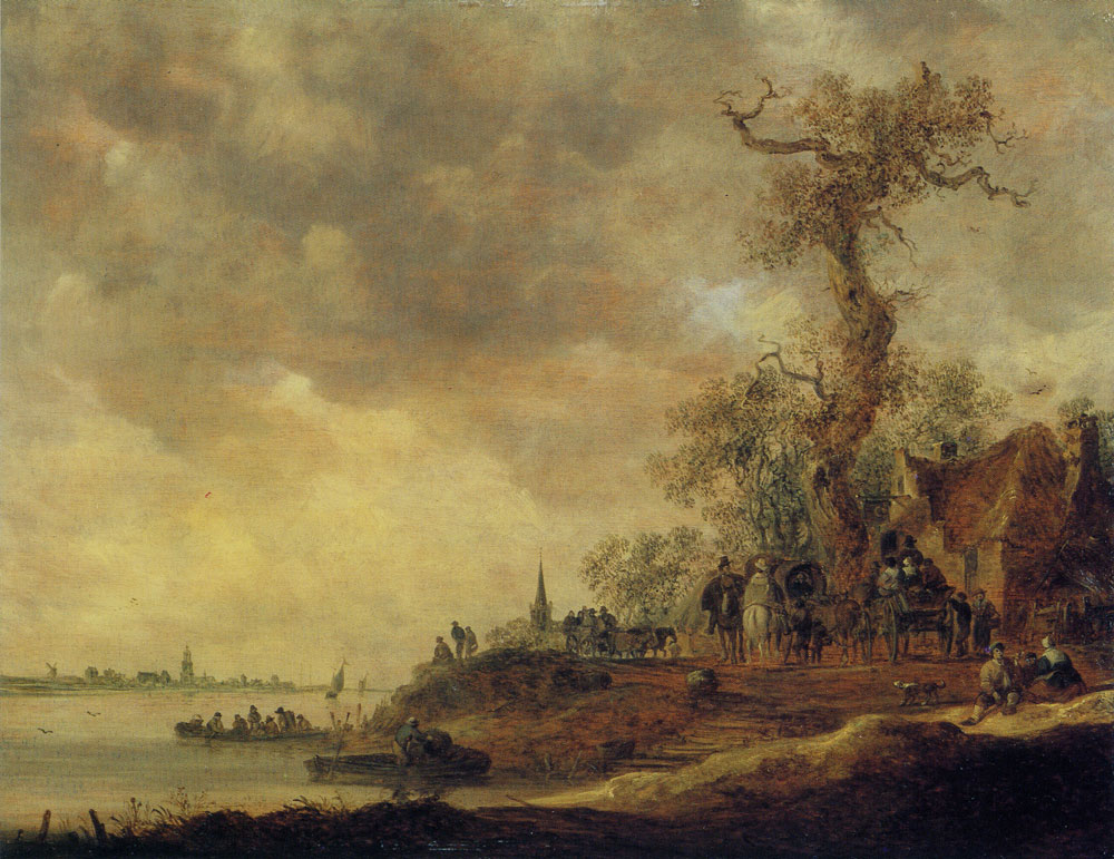 Jan van Goyen - River landscape with an Inn