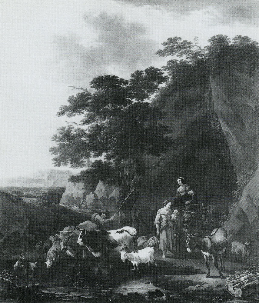 Nicolaes Berchem - Peasants with Cattle Fording a Stream