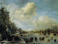 Aert van der Neer Winter Landscape with Figures on a Frozen River