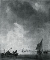 Jan van Goyen A River Scene, with Fishermen laying a Net