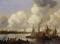 Jan van Goyen River landscape with a view on Rhenen
