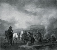 Philips Wouwermans Two Horsemen at a Gipsy Encampment