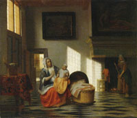 Pieter de Hooch Interior with mother and child
