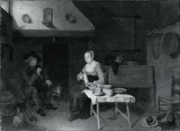 Quiringh van Brekelenkam An Interior with a Man and a Woman seated by a Fire