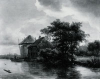 Jacob van Ruisdael A Cottage and a Hayrick by a River