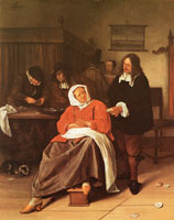 Jan Steen An Interior with a Man offering an Oyster to a Woman