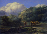 Nicolaes Berchem A Man and a Youth ploughing with Oxen
