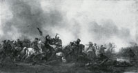 Ascribed to Philips Wouwermans Cavalry attacking Infantry