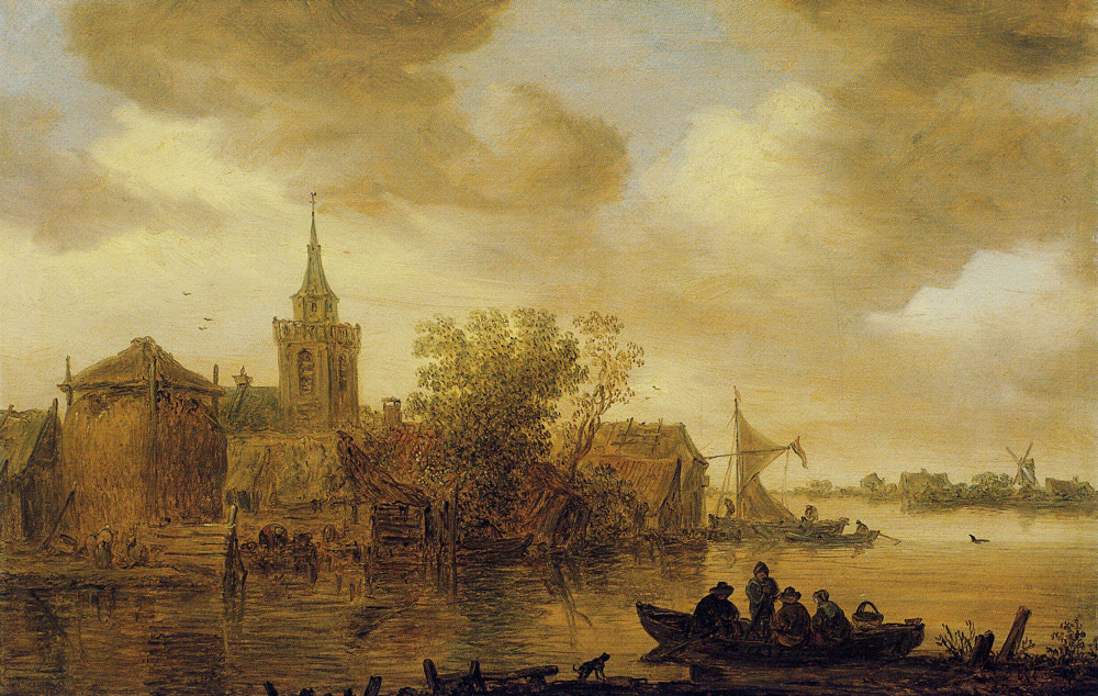 Jan van Goyen - River landscape with a church and a farm